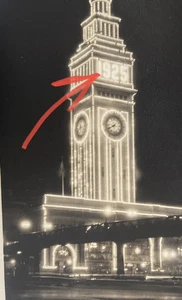 925 San Francisco NEW YEARS NIGHT 1924-1925 NIght Lights FERRY Building RPPC - Picture 1 of 4