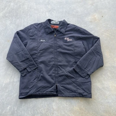 Mens Large CINTAS Quilt Lined Full Zip Mechanic Bomber Work Boxy Jacket Gray - Image 1 of 4