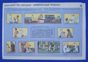 USSR POSTER / Chemical HAZARD #2 / Old Soviet Cold War Vintage DOSAAF 33"=84cm - Picture 1 of 3