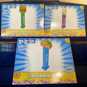 PEZ Block Build Set of 3 – Burger, Cupcake, Taco – NEW Sealed 2024 Kits - Picture 1 of 2