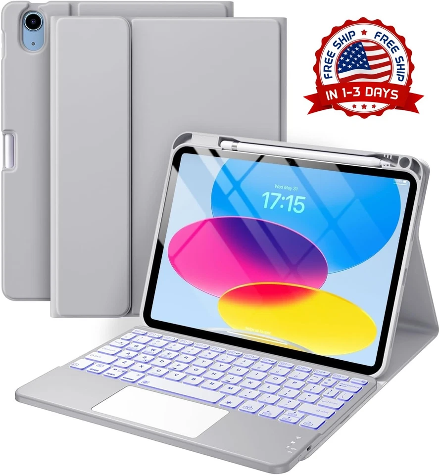 Funda para iPad 11.ª y 10.ª generación con teclado y portalápices,teclado extraí - Imagem 1 de 4