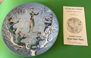 “Eleven Pipers Piping #11 Haviland 12 Days Of Christmas 8.5” Noel 1980 Plate - Picture 1 of 7