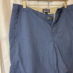Patagonia Wayfarer Shorts Mens 36 Blue Striped Drawstring Outdoor Walking Hiking - Picture 1 of 8