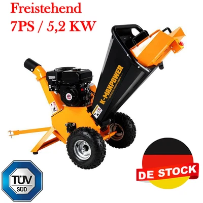 Freistehend Holzhäcksler Holzschredder Benzinhäcksler Benzin Häcksler 7PS 5,2KW - Bild 1 von 4