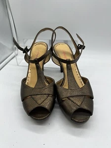 9 M Gianni Bini Gold Metallic Strap Sandal High Heel Open Toe Platform Sling - Picture 1 of 5