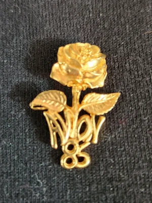 Broche prendedor de solapa de flor rosa dorada Avon 1985 aspecto dorado .25" x 1" H USADO Foto 1 de 3