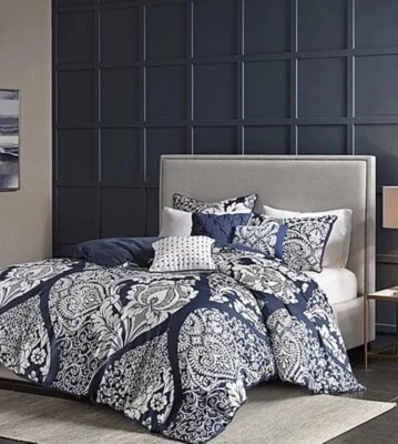 Madison Park Marcella Contemporary 6-pc. Duvet Cover Set King/cal King Indigo - Image 1 of 4