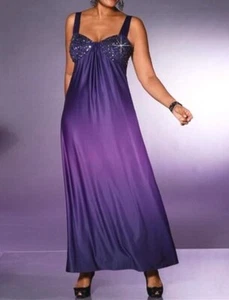 NEU: ABENDKLEID LANG mit PAILLETTEN BESTICKT 42 M.I.M. lila Farbverlauf *794975 - Picture 1 of 2