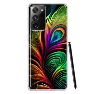 For Samsung Galaxy Note 20 Ultra Shockproof Neon Rainbow Peacock Feather Case - Picture 1 of 3
