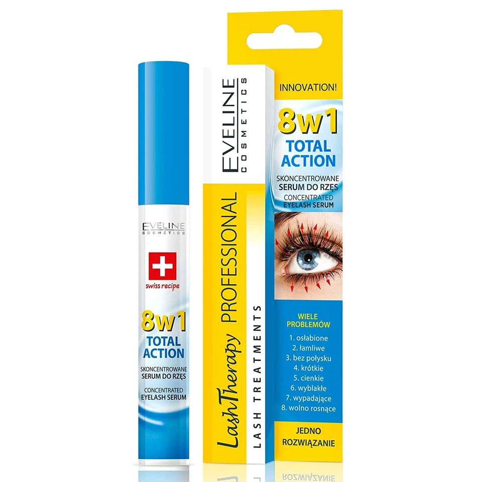 Eveline Eyelash Serum 8in1 Total Action Conditioner Mascara Base Primer Lashes
