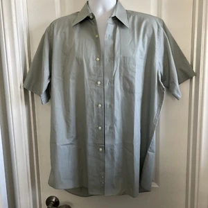 VTG 80s Pierre Cardin Classic Fit Gray 16 Short Sleeve Shirt Button Up - Picture 1 of 5