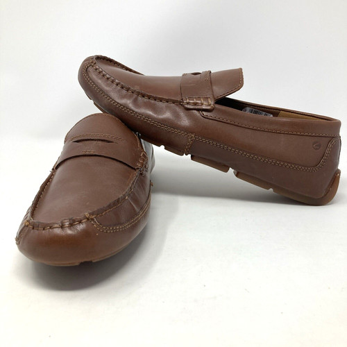 Scarpe Clarks da uomo Markman Way in pelle marrone scuro da guida da uomo taglia US 10M