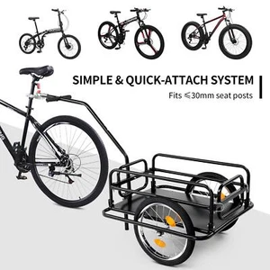 Bike Cargo Trailer Foldable Bicycle Cart Wagon Trailer Universal Hitch Black - Picture 1 of 11