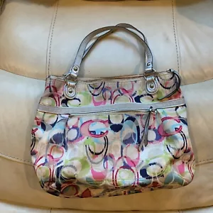COACH POPPY SIGNATURE C DREAM LOGO GLAM SHOPPER TOTE CANVAS BAG - Picture 1 of 18
