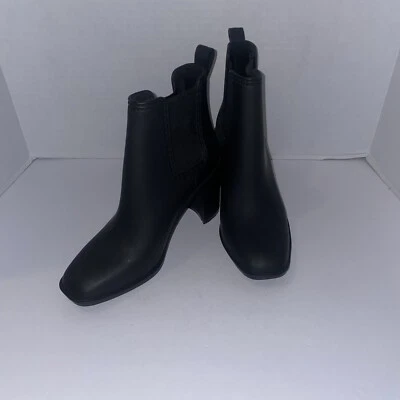 Jeffrey Campbell Rainy Day  Matte Black Rubber Heeled Rain Boots size 6 - Image 1 of 4