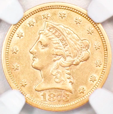 1873-S Liberty Gold Quarter Eagle $2.50 - Certified NGC AU Details - Rare Date! - Image 1 of 4