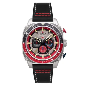 AVI-8 Hawker Hunter Atlas Dual Time Chronograph Hazard Red Watch - Brand New - Picture 1 of 1