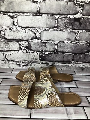 Sandalias Saks Fifth Avenue de piel de serpiente plateadas de cuero marrón para mujer talla 6,5 M EE. UU. Foto 1 de 4