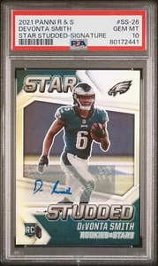 2021 Panini Rookies & Stars DeVonta Smith /25 RC Auto PSA 10 Silver Prizm Rookie - Picture 1 of 2