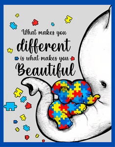 Autism Awareness Elephant Sign or Door Hanger 7 x 9 inches - Picture 1 of 4