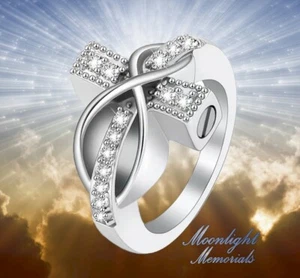 New Cross Infinity Forever Crystal Cremation Ashes Urn Memorial Keepsake Ring - Picture 1 of 13