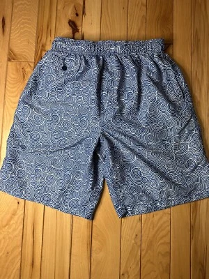Nat Nast Swim Trunks w/Pockets Men’s Small Blue White Circle  Print Lined - Image 1 of 4