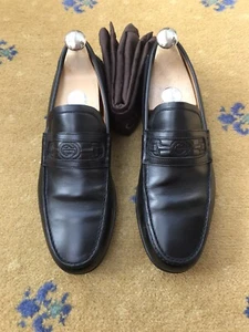 Gucci mocassini scarpe in pelle Horsebit ricamati neri da uomo US 7 UK 6,5 EU 40,5 - Foto 1 di 16
