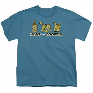 Garfield Hello and Goodbye Kids Youth T Shirt Licensed TV Comic Tee Slate - Picture 1 of 2