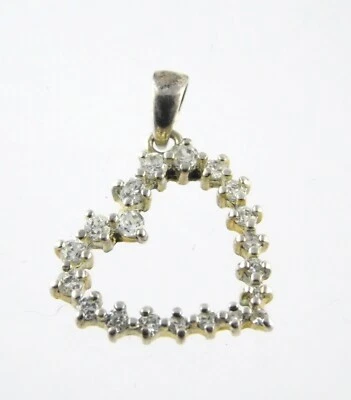 Colgante corazón circonita cúbica blanca de plata esterlina 925 redondo circonita cúbica Ross Simons 1,4 g Foto 1 de 4