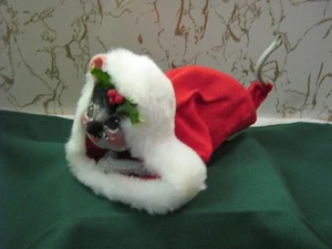 Annalee Mobiltee Puppe-MAUS IN WEIHNACHTSMANNMÜTZE 1972 USA 8" lang schön! - Bild 1 von 8