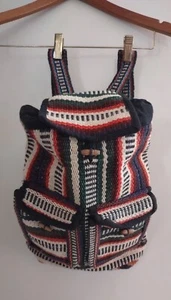 Woven Vintage Back Pack ~ Orange, Black, Green, Cream Colored - Picture 1 of 2