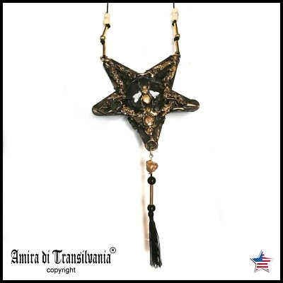pentagrama nido de abeja bruja oscura talismán amuleto collar colgante estrella pentáculo babero Foto 1 de 4