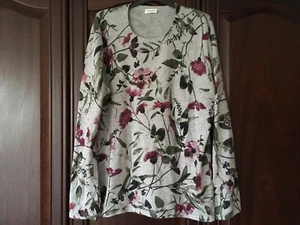 GERRY WEBER DESIGN Gorgeous jumper UK 16 -18 Grey Pink Green Cotton - Picture 1 of 7
