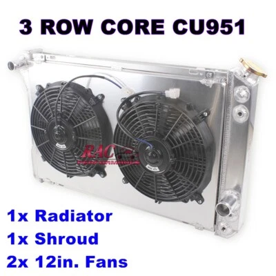 3 Core Radiator +2xFan Shroud for 1985-1990 Chevrolet Camaro Iroc-Z V8 5.0L 5.7L Foto 1 de 4