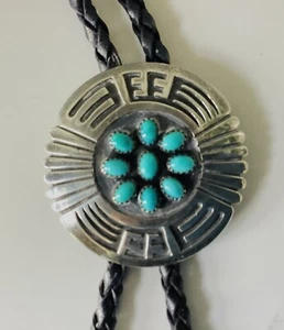 Rosco Scott Navajo Sterling & Turquoise Cluster Bolo - Picture 1 of 6