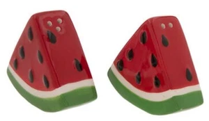 2 tlg SET KERAMIK SALZ & PFEFFERSTREUER, ca. 3" x 2,5", WASSERMELONEN, HL - Bild 1 von 6