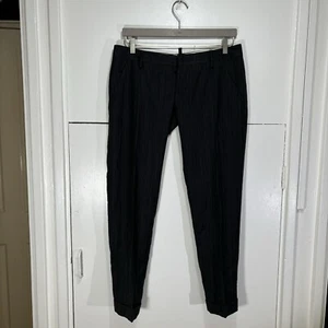 Pantalón Dsquared2 Gris Rayas Lana Delgado Cónico Dobladillo Enrollado Talla EU 44 UK 34 - Imagen 1 de 11