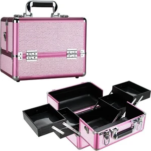 Professional Train Makeup Case Cosmetic Organizer with Trays Lock and Keys by VB - Picture 1 of 17