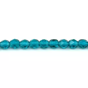 Teal Green Transparent - 50 6mm Round Czech Glass Faceted Fire Polish Beads - Picture 1 of 1