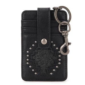 Montana West Tooled Collection Mini Key Ring Card Case - Black - Picture 1 of 4