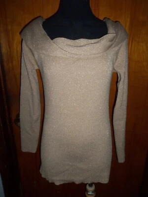 Suéter Acanalado Cuello Capucha Metálico Dorado Tostado INC International Concepts Talla L Foto 1 de 4