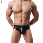 Mens Boxer Briefs Underwear Trunks Sexy Wet Look Low-waist Shorts Faux Leather