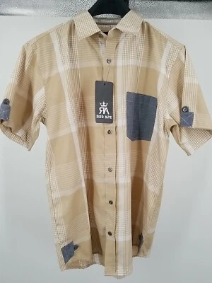 Red Ape Men's Size M Medium Short Sleeve Plaid Button Up Shirt - Image 1 of 4