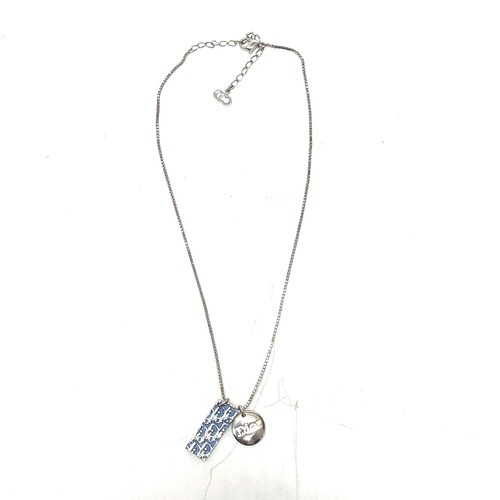 Collana Ciondolo Piastra Dior Trotter Numero 2 Metallo Blu