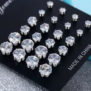 Wholesale A Set Of 12 Pairs Clear Crystal Ear Studs Earrings Shinny UK - Picture 1 of 5