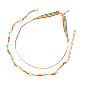 Ethnic Style Necklace Beach Accessory Rice Bead Woven Ladies - Picture 1 of 12