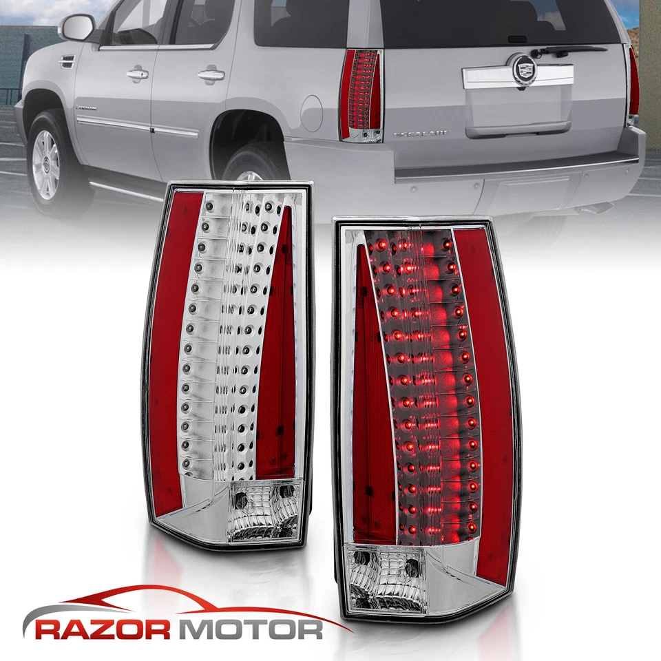 Par de luces traseras de freno LED cromadas euro transparentes 2007-2014 para Cadillac Escalade ESV Foto 1 de 4