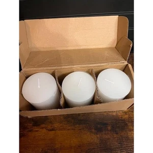 Set of 3 90 Hour White Pillar Candles Unscented Wax Home Decor Centerpiece - Picture 1 of 3