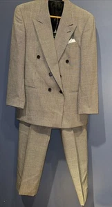 39 Traje de Lana a Cuadros Brandini Le Collezioni Doble Pecho Vintage Gangster 32x31 - Imagen 1 de 6
