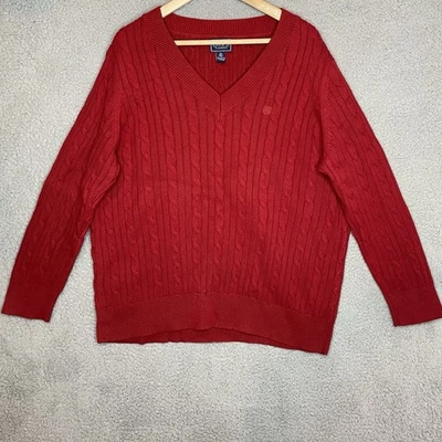 VTG Chaps Ralph Lauren Womens 3X Red Cable Knit Sweater Fisherman 100% Cotton - Image 1 of 4